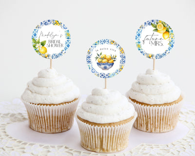 Amalfi Coast Bridal Shower Cupcake Toppers Printable Template