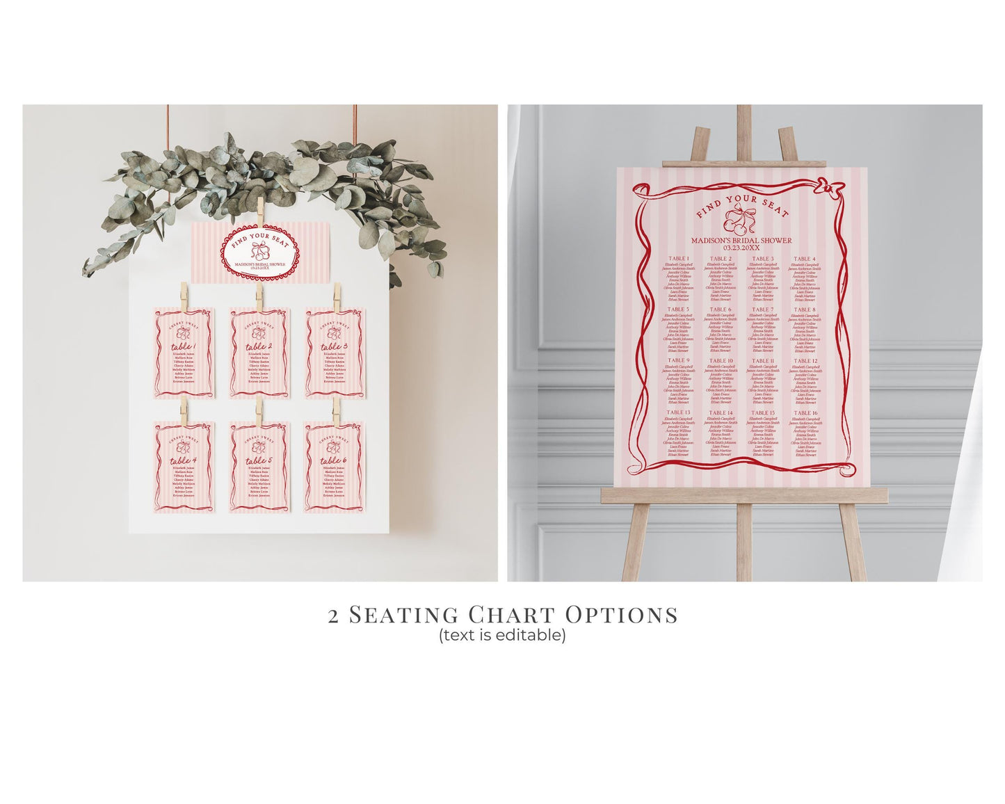 Pink Cherry Coquette Bow Baby Shower Bundle Template, Retro Cherry on Top Baby Sprinkle, Hand Drawn Party Decor with Doodle Cherries WP1038