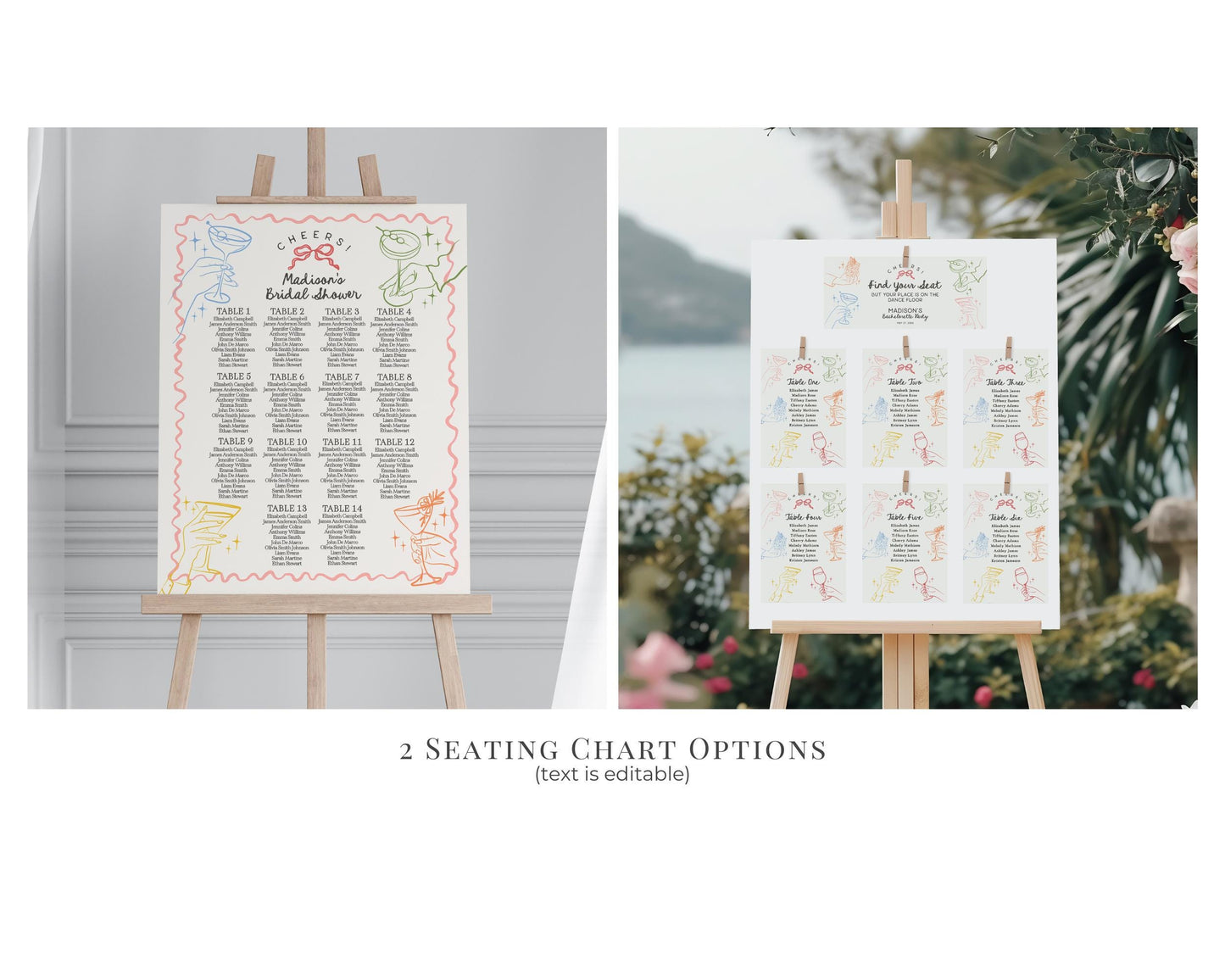 Cheers Colorful Cocktail Party Birthday Bundle Template, Retro Cocktail Hour Birthday Party, Hand Drawn Cocktails Birthday Weekend WP1054