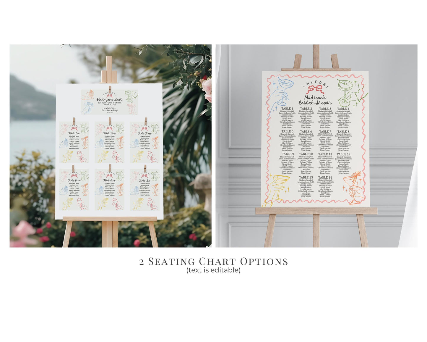 Cheers Colorful Cocktail Party Bridal Shower Bundle Template, Retro Cocktail Bridal Brunch, Cocktail Stock the Bar 60s Engagement WP1054