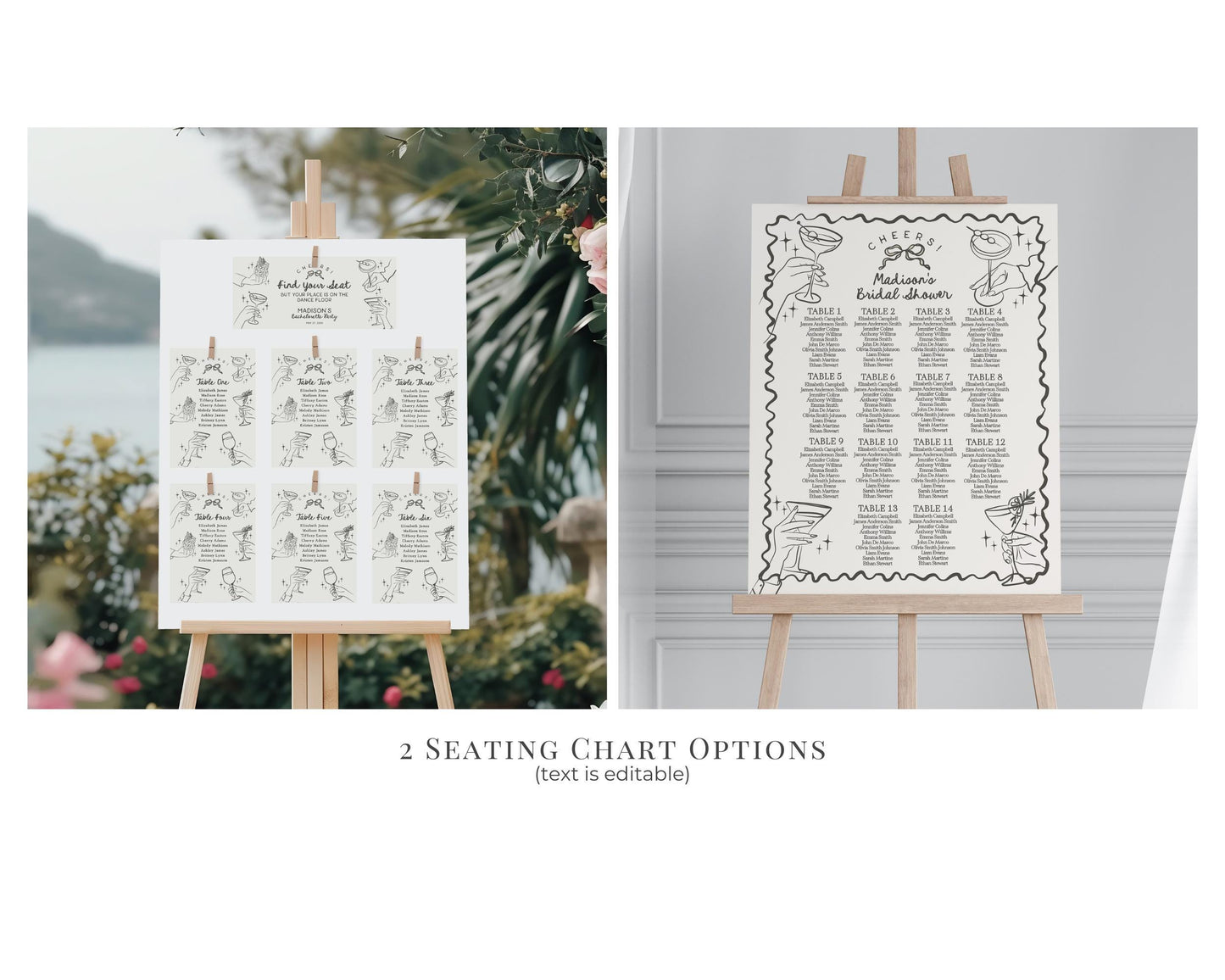 Cheers Beige Cocktail Party Birthday Bundle Template, Retro Cocktail Hour Birthday Party, Hand Drawn Cocktails Birthday Weekend WP1056