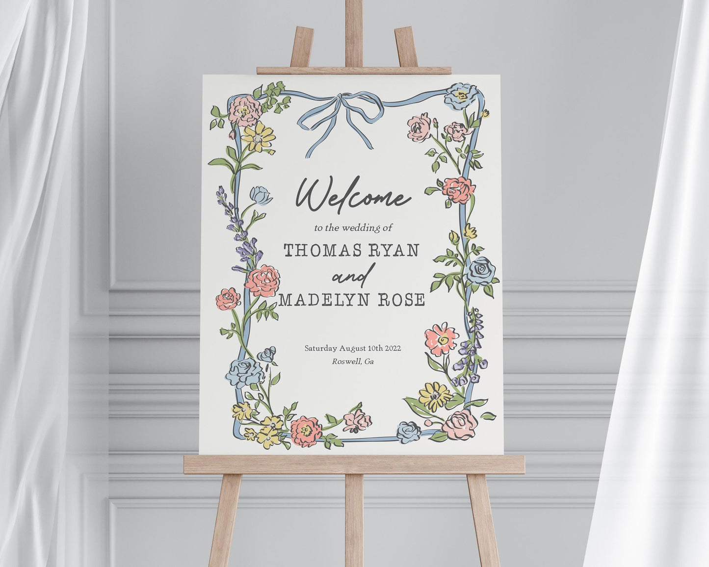 Spring Garden Party Wedding Decor Template Bundle, Pastel Floral Love is in Bloom Wedding Ceremony Coquette Summer Wildflower Bouquet WP1057