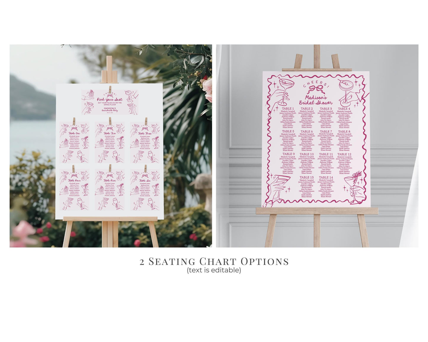 Cheers Pink Cocktail Party Bridal Shower Bundle Template, Retro Cocktail Bridal Brunch, Cocktail Stock the Bar 60s Engagement WP1055