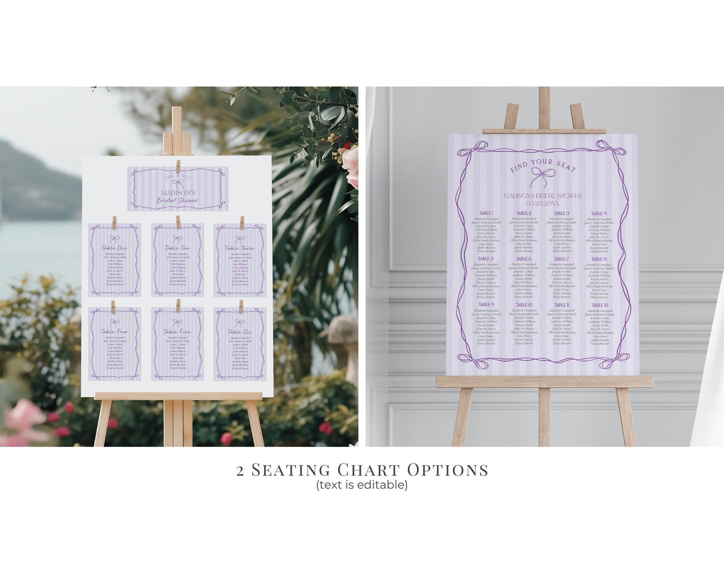 Purple Coquette Bow First Birthday Bundle Template, Editable Lavender Birthday Kit, Fancy Printable Hand-Drawn Bows, Digital Download WP1063