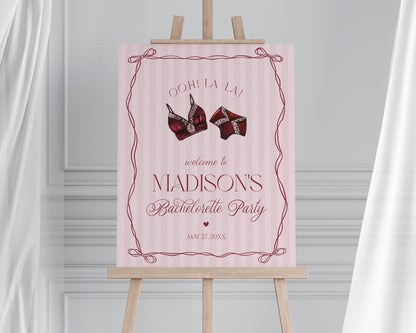 Burgundy Lingerie Bachelorette Bundle Template, Lace Panty Party Lingerie Shower, Oh la la French Bridal Shower, Spoil Her WP1076