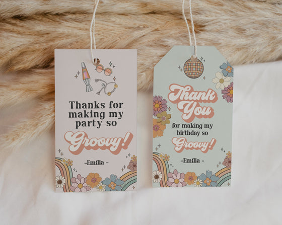 Groovy Floral Baby Shower Favor Tags Printable Template
