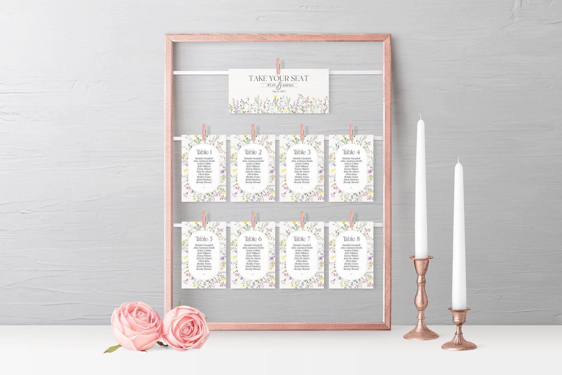 Delicate Wildflower Wedding Seating Chart Printable Template