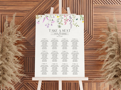 Delicate Wildflower Wedding Seating Chart Printable Template