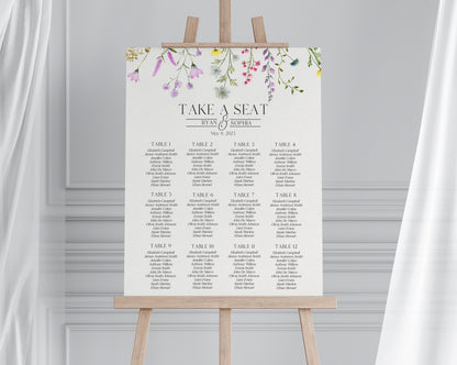 Delicate Wildflower Wedding Seating Chart Printable Template