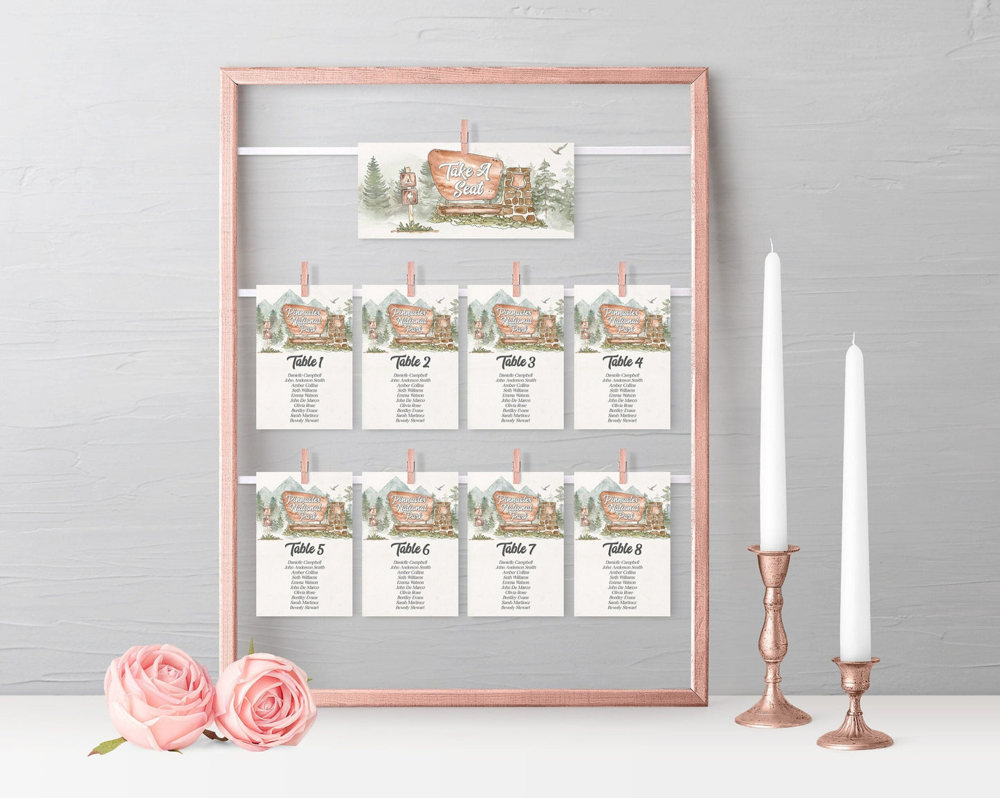 National Park Wedding Seating Chart Cards Printable Template