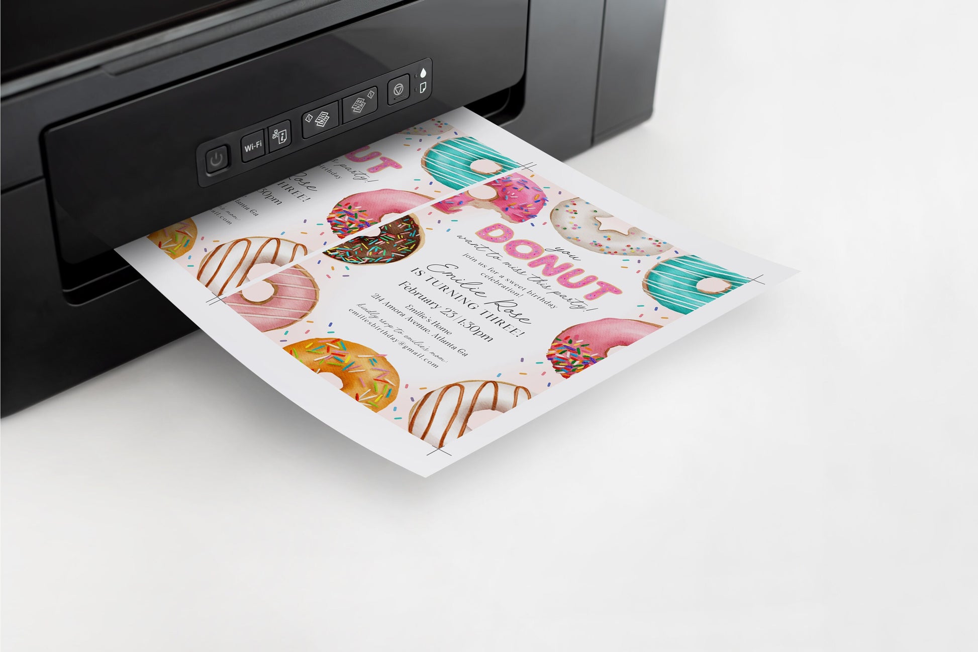 Donut Sprinkles Birthday Invitation Template Set, Sweet Sprinkles Donut birthday party for girl, sweet celebration doughnut invitation