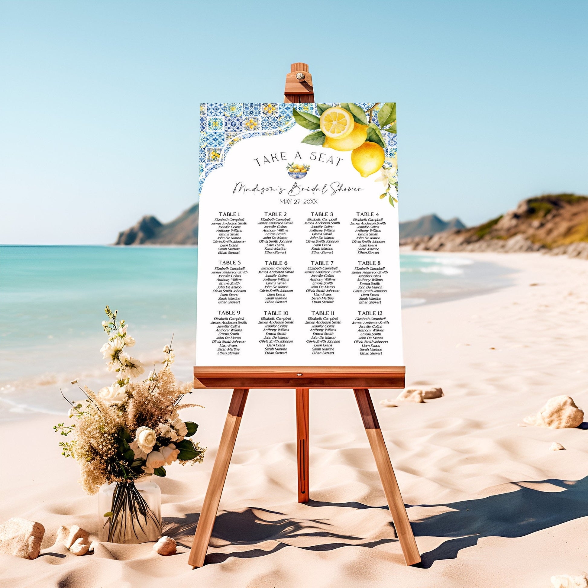 Amalfi Coast Wedding Seating Chart Poster