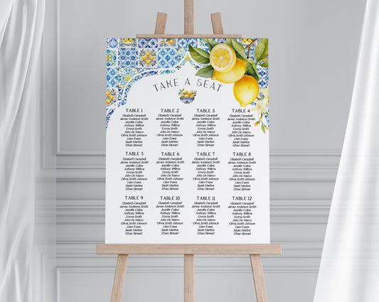 Amalfi Coast Wedding Seating Chart Poster Printable Template