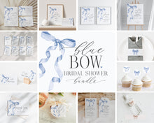  Blue Bow Bridal Shower Bundle Printable Template, Shes Tying the Knot preppy coquette bow theme party for fancy southern bride