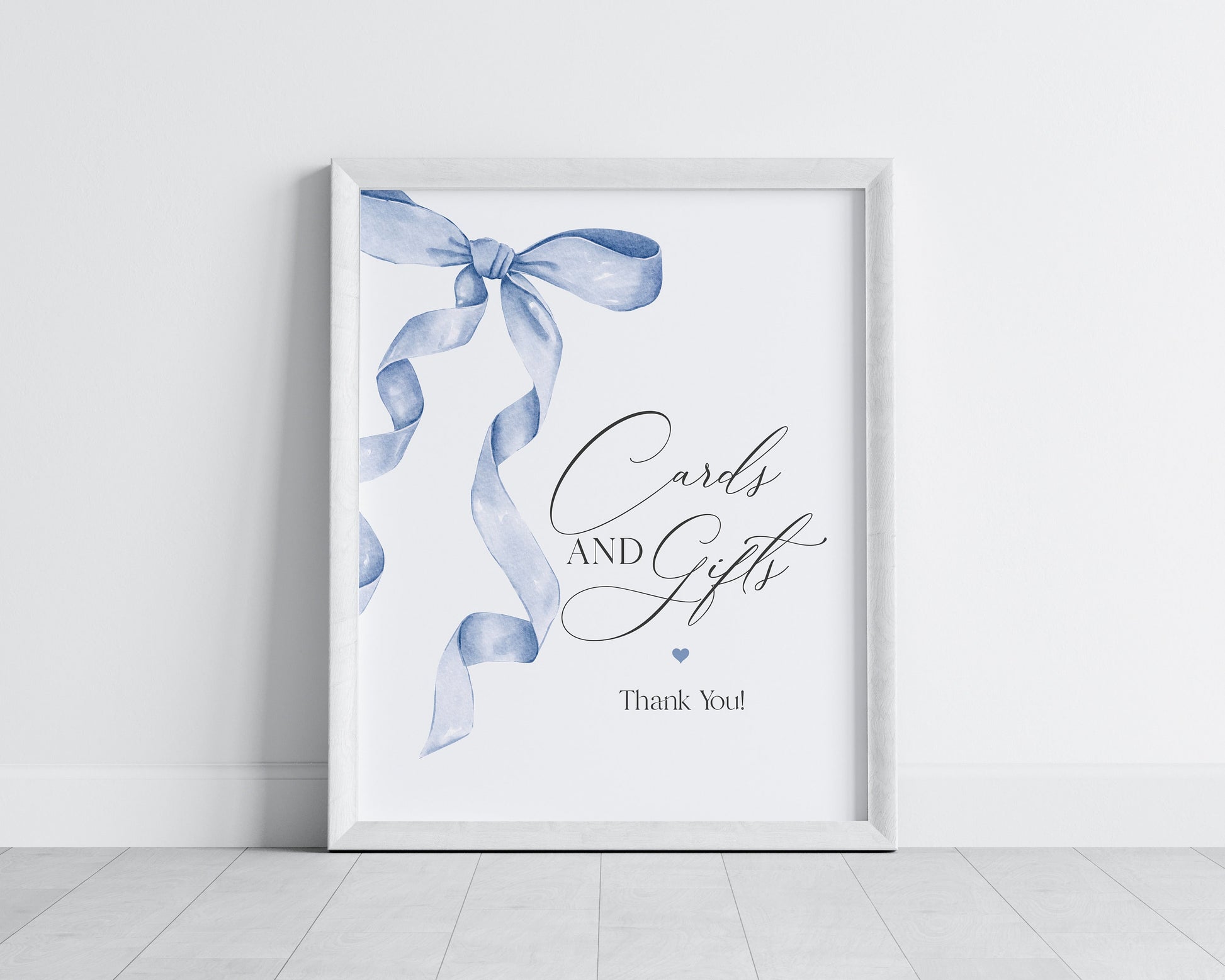 Blue Bow Cards & Gifts and Favors Sign Printable Template, Neutral preppy coquette bow theme party for fancy southern girl grandmillenial