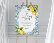  Amalfi Coast Custom Sign Printable Party Decor for Baby or Bridal Shower, Citrus Mediterranean bday decor coastal blue tiles Italian theme