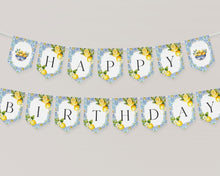  Amalfi Coast Birthday Shower Banner Printable Template, Lemon Citrus Mediterranean party decor with blue tiles Italian theme tuscan beach