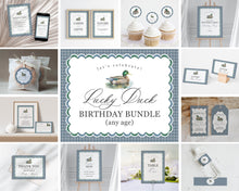  Mallard Birthday Bundle Printable, Editable One Lucky Duck Birthday Party Decor for Boy, Adventure Duck Hunting Party with Blue Gingham