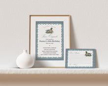  Mallard Time Capsule Printable Template, Editable One Lucky Duck 1st Birthday Party Decor for Boy, Adventure Duck Hunting Party Blue Gingham