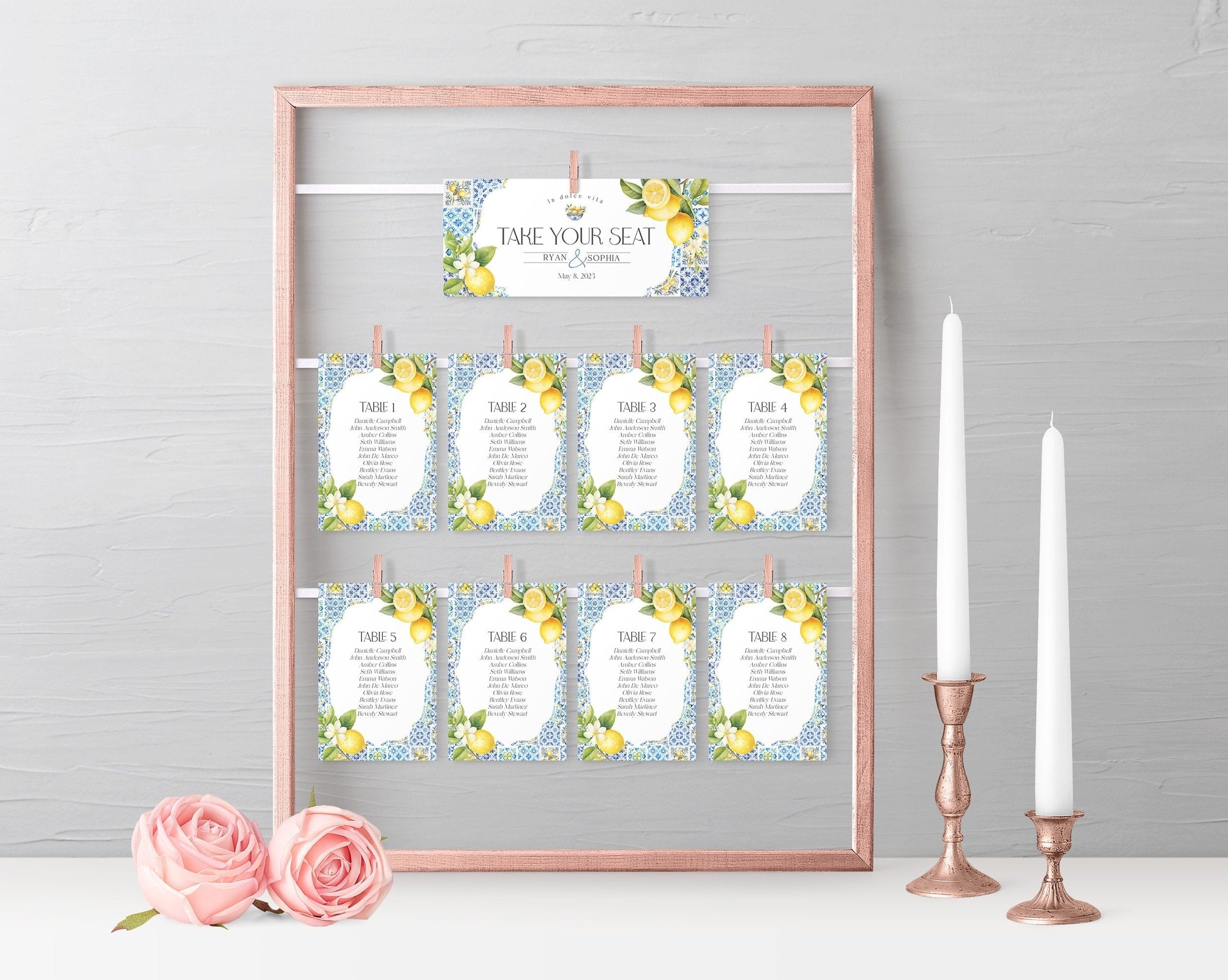 Amalfi Coast Wedding Seating Chart Cards