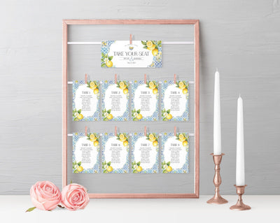 Amalfi Coast Seating Chart Cards, Printed & Shipped, Mediterranean Wedding Decor