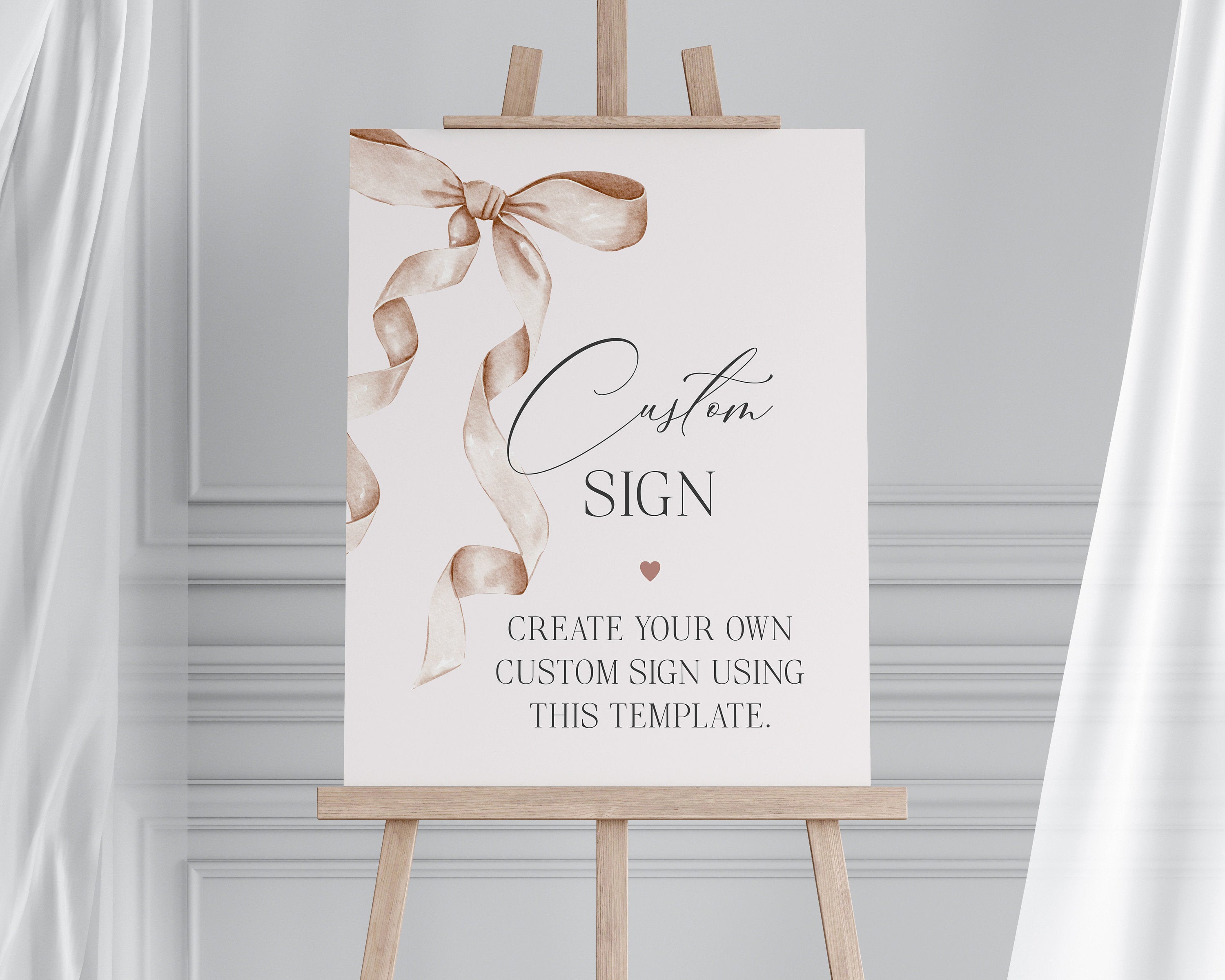 Beige Bow Custom Sign Printable Template – Wilde Peach Party