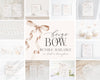 Beige Bow Table Number Cards Printable Template, Neutral preppy coquette bow theme party for fancy southern girl, grandmillenial bow decor