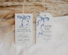 Blue Bow Bridal Shower Favor Tags Printable Template, Neutral preppy coquette bow theme party for fancy southern girl, grandmillenial bow