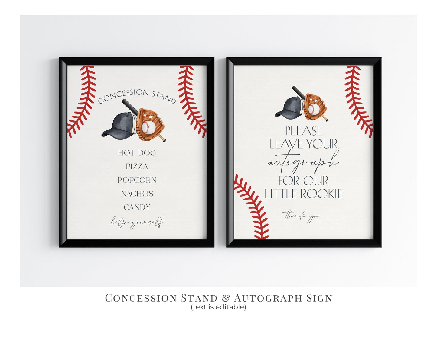 Baseball First Birthday Bundle Template, Little Rookie Theme 1st Birthday for Boy, Little Slugger Party for Grand Slam Birthday Decor