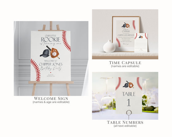 Baseball Birthday Bundle Printable Template, Little Rookie Theme Birthday for Boy, Little Slugger Party for Grand Slam Birthday Decor