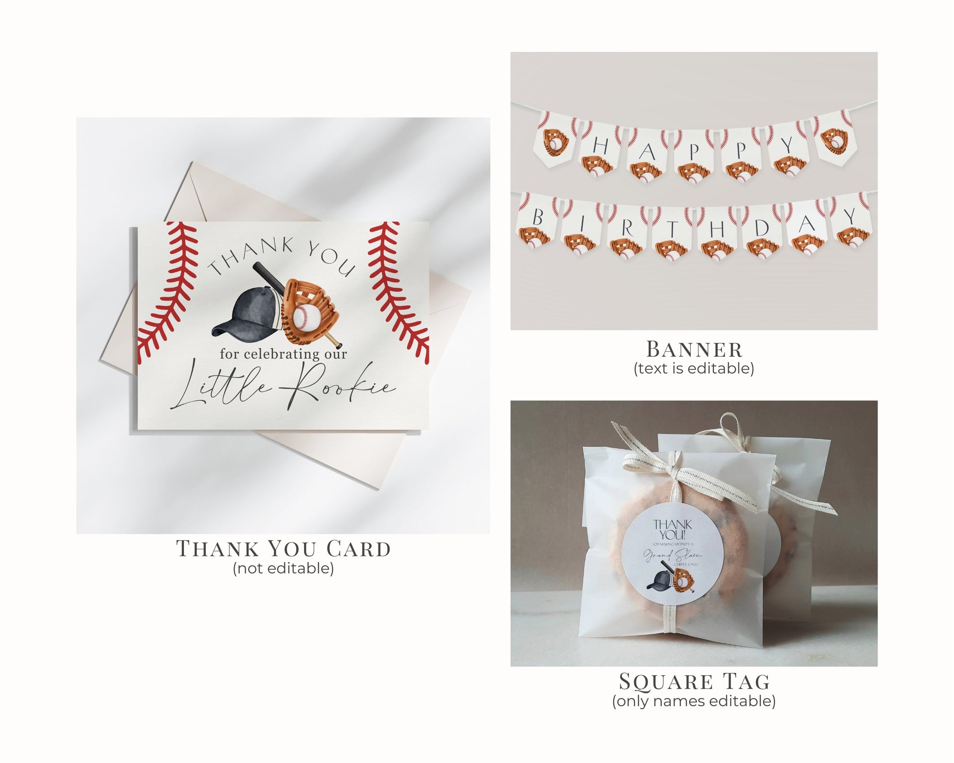 Baseball Birthday Bundle Printable Template, Little Rookie Theme Birthday for Boy, Little Slugger Party for Grand Slam Birthday Decor