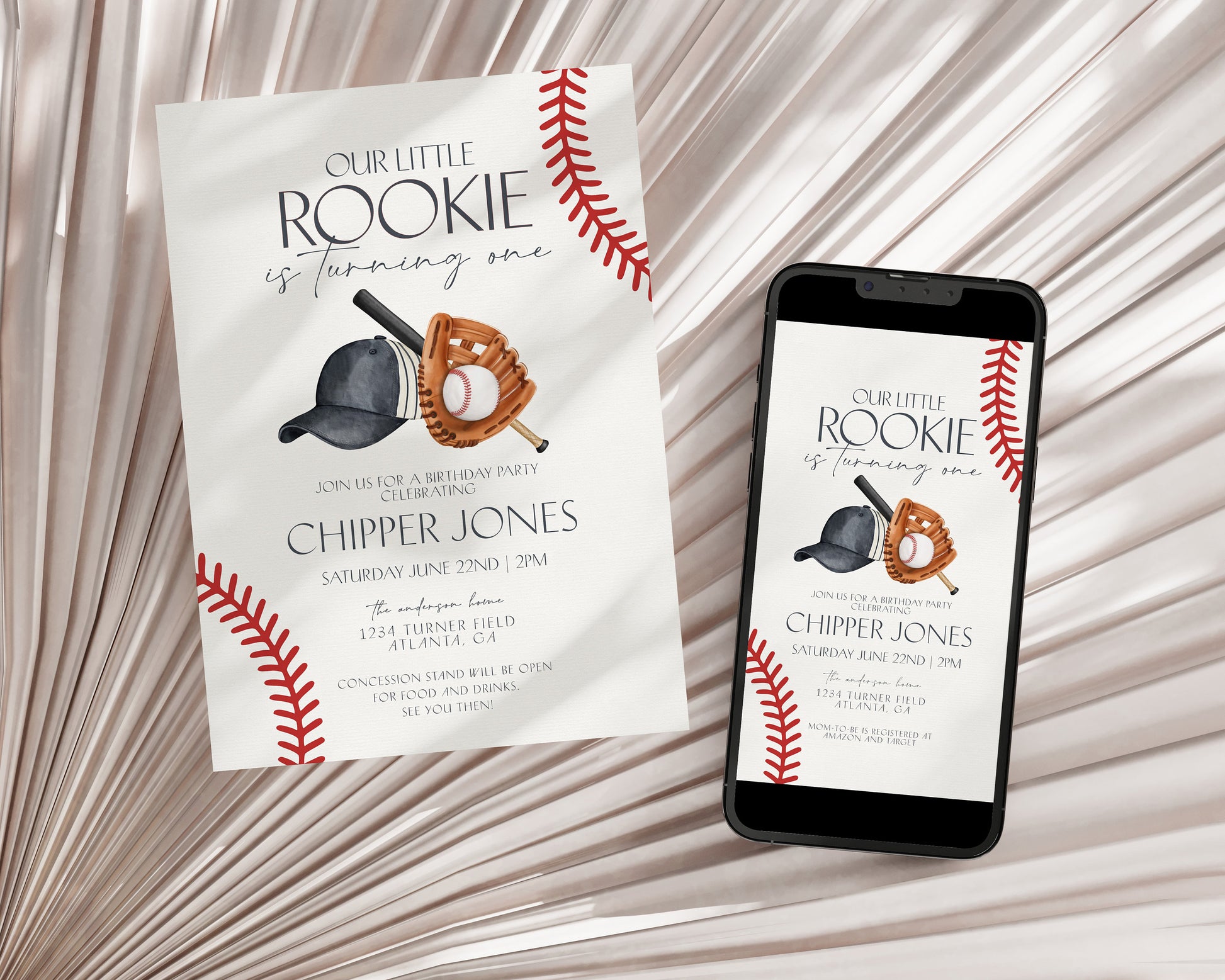 Baseball Birthday Party Invitation Printable Template, Little Rookie Theme Birthday for Boy, Little Slugger Party Grand Slam Birthday Decor