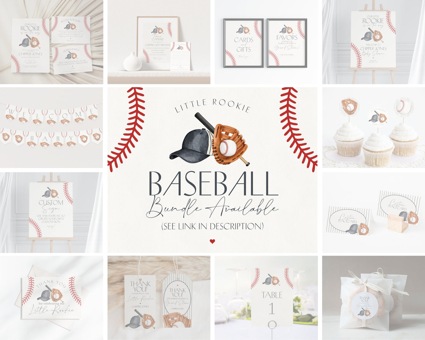 Baseball Birthday Party Invitation Printable Template, Little Rookie Theme Birthday for Boy, Little Slugger Party Grand Slam Birthday Decor