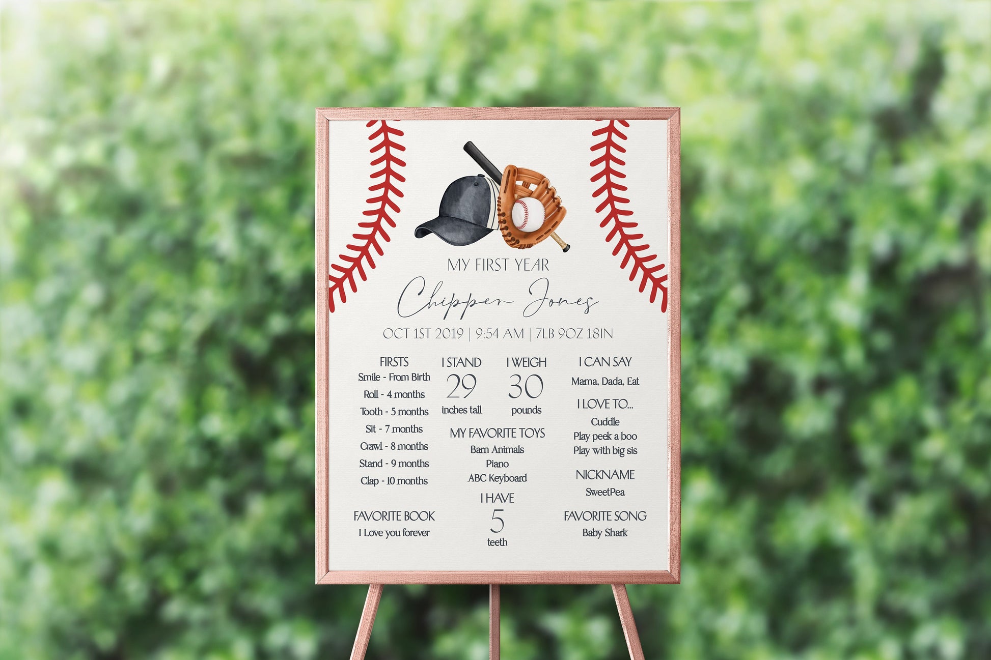 Baseball First Year Milestone Sign Printable Template, Little Rookie Theme 1st Birthday for Boy, Little Slugger Grand Slam Birthday Decor