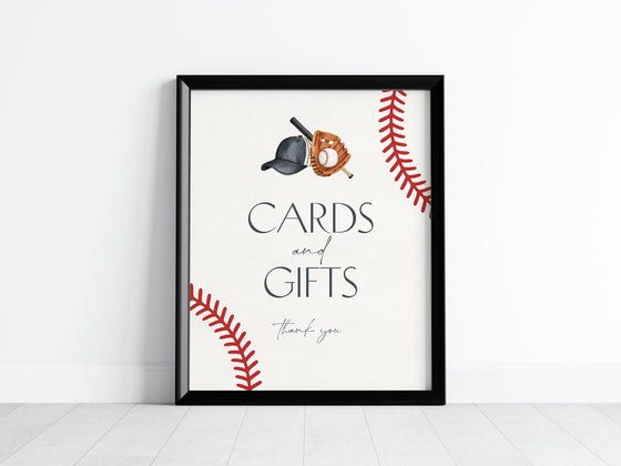 Baseball Cards and Gifts Sign and Favors Sign Template, Little Rookie Theme Boy Birthday Party Little Slugger Baby Shower Grand Slam