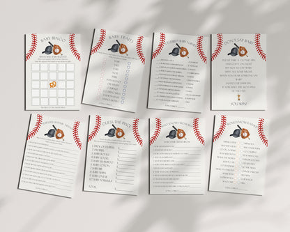 Baseball Baby Shower Games Bundle Printable Template, Little Rookie Theme Shower for Boy, Little Slugger Sprinkle Grand Slam Co-Ed Shower