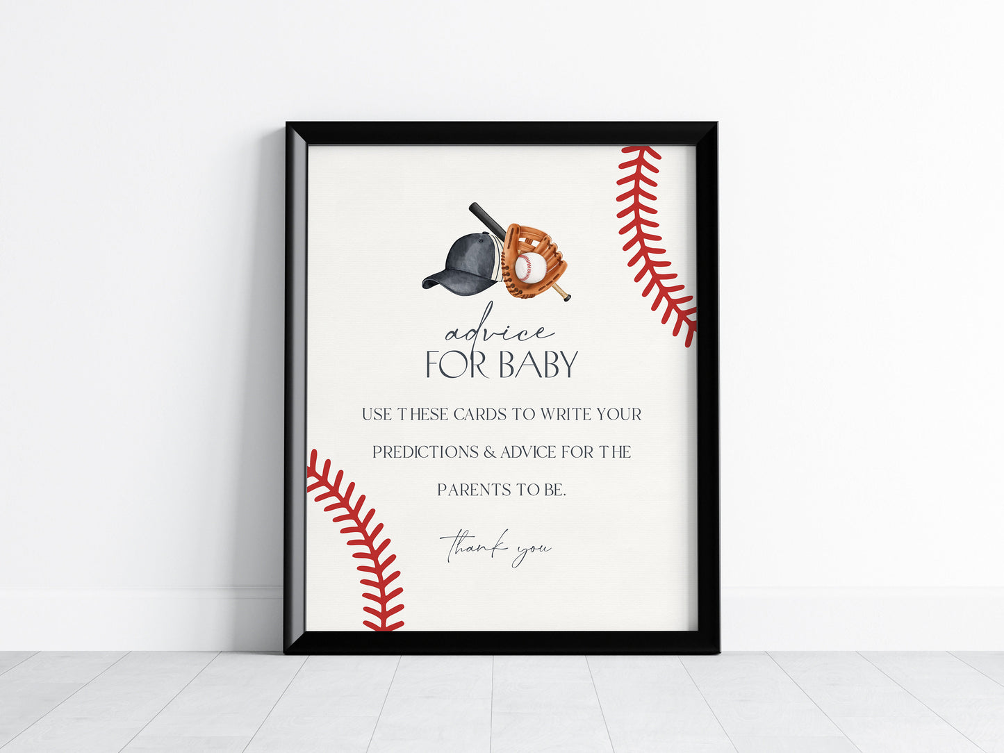 Baseball Advice for Baby Cards Printable Template, Little Rookie Theme Shower for Boy, Little Slugger Sprinkle for Grand Slam Co-Ed Shower