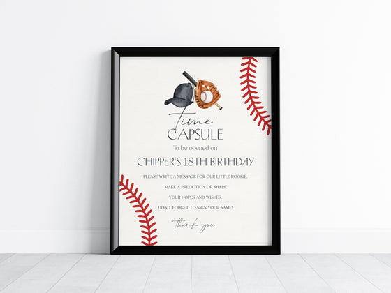 Baseball Time Capsule Printable Template, Little Rookie Theme 1st Birthday for Boy, Little Slugger Party for Grand Slam Birthday Decor