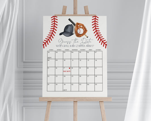 Baseball Baby Shower Guess the Date Game Template, Little Rookie Theme Shower for Boy, Little Slugger Sprinkle for Grand Slam Co-Ed Shower