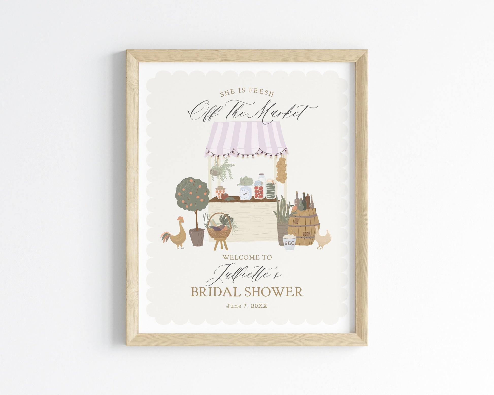 Pink Farmers Market Bridal Shower Welcome Sign Printable Template, Farm Fresh Party for Bridal Shower, Homegrown Love Party Decor for Summer