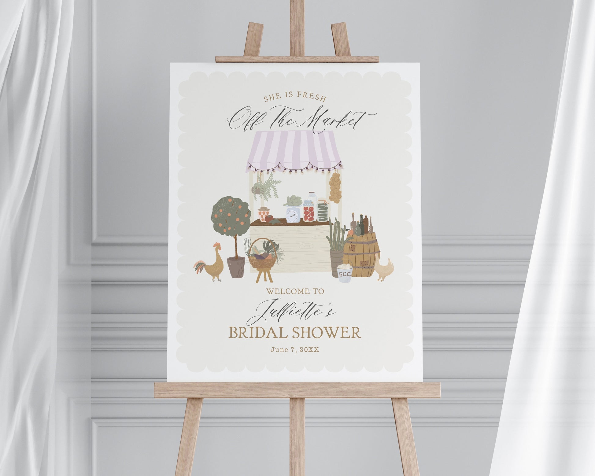 Pink Farmers Market Bridal Shower Welcome Sign Printable Template, Farm Fresh Party for Bridal Shower, Homegrown Love Party Decor for Summer