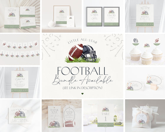Football Baby Shower Games Bundle Printable Template, Little All-Star Theme Shower for Boy Little Rookie Sprinkle for Touchdown Co-Ed Shower