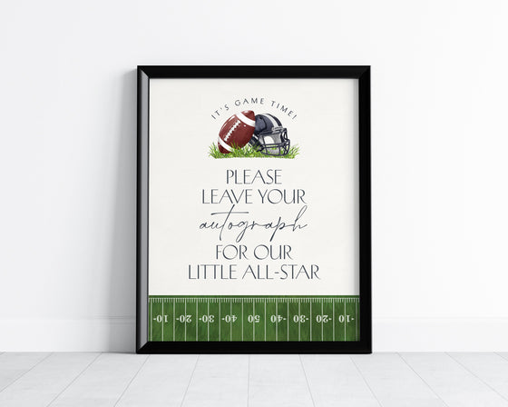 Football Concession Stand and Autograph My Football Sign, Little All-Star Theme Birthday Party or Baby Shower Little Rookie Touch Down Party