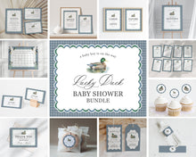  Mallard Baby Shower Bundle Printable, Editable Lucky Duck Baby Shower Decor for Boy, Adventure Duck Hunting Shower with Blue Gingham