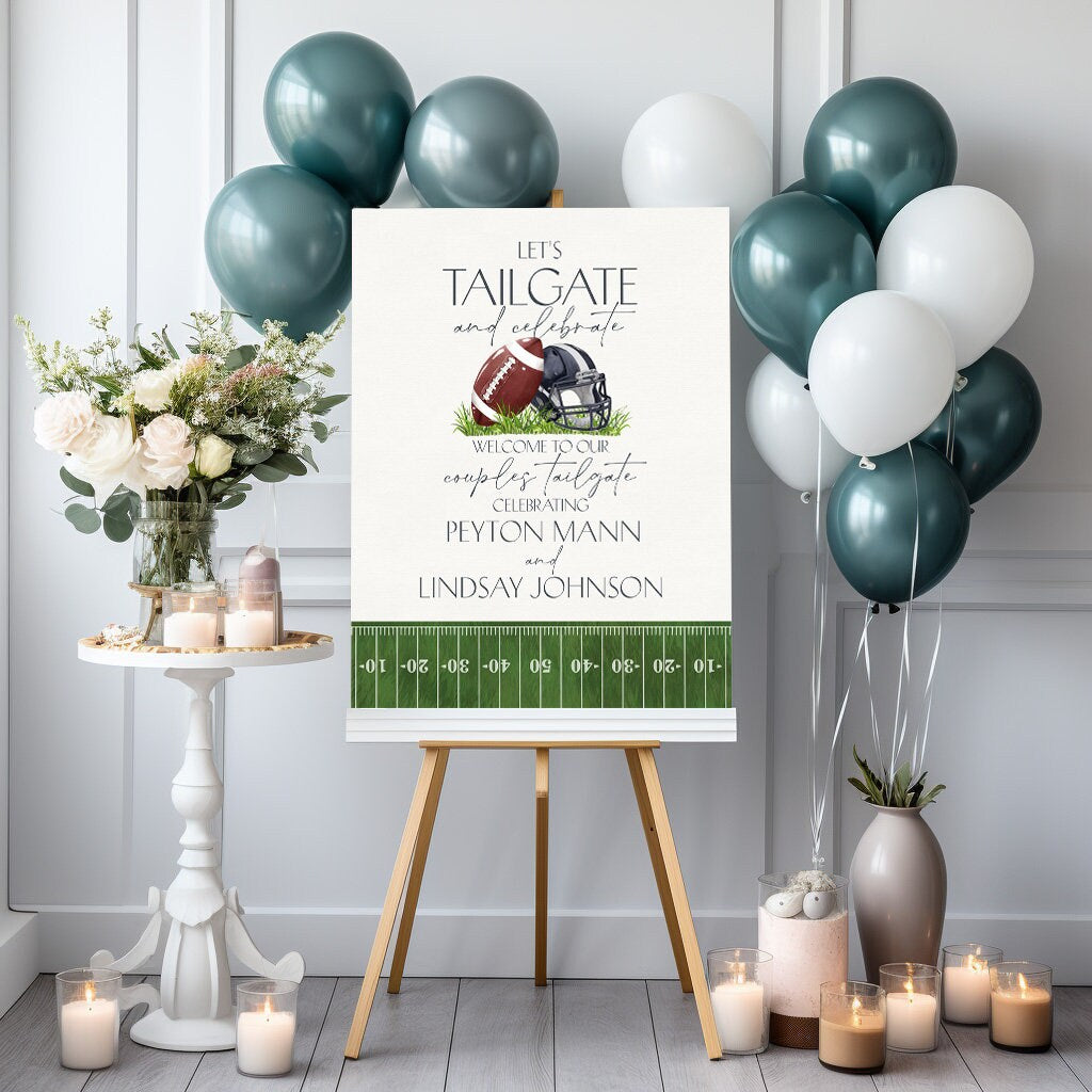 Football Couples Shower Welcome Sign Printable Template, Tailgate and Celebrate Coed Bridal Shower, Countdown to Kickoff Engagement Tailgate