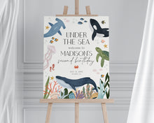  Under the Sea Birthday Welcome Sign Printable Template, Ocean Birthday for boy, Nautical Party Decor for Boy Sea Life Bday Party