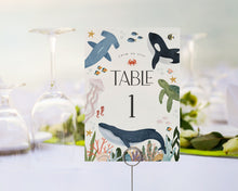  Under the Sea Table Number Printable Template, One-der the Sea First Birthday, Nautical Ocean Party Decor for Boy Baby Shower, Sea Life Bday