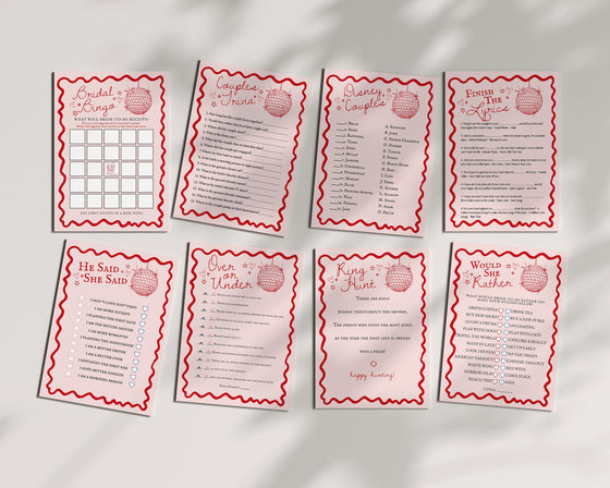 Disco Cowgirl Bridal Shower Games Set Printable Template, Hand drawn rodeo party decor for Nashville theme bridal shower for Texas Bride