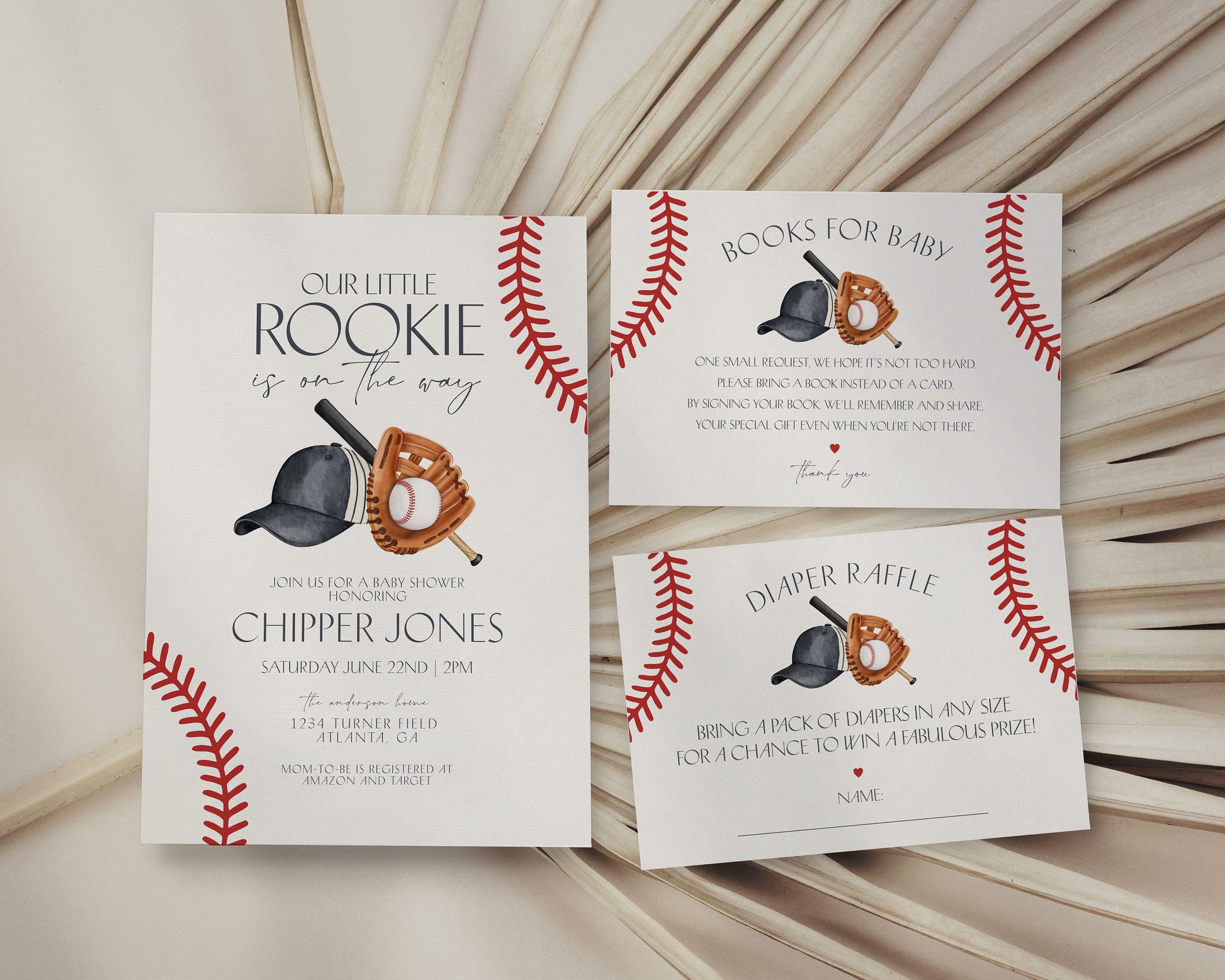 Baseball Baby Shower Mini Bundle Printable Template, Little Rookie Theme Baby Sprinkle for Boy, Little Slugger Grand Slam Co-Ed Baby Shower