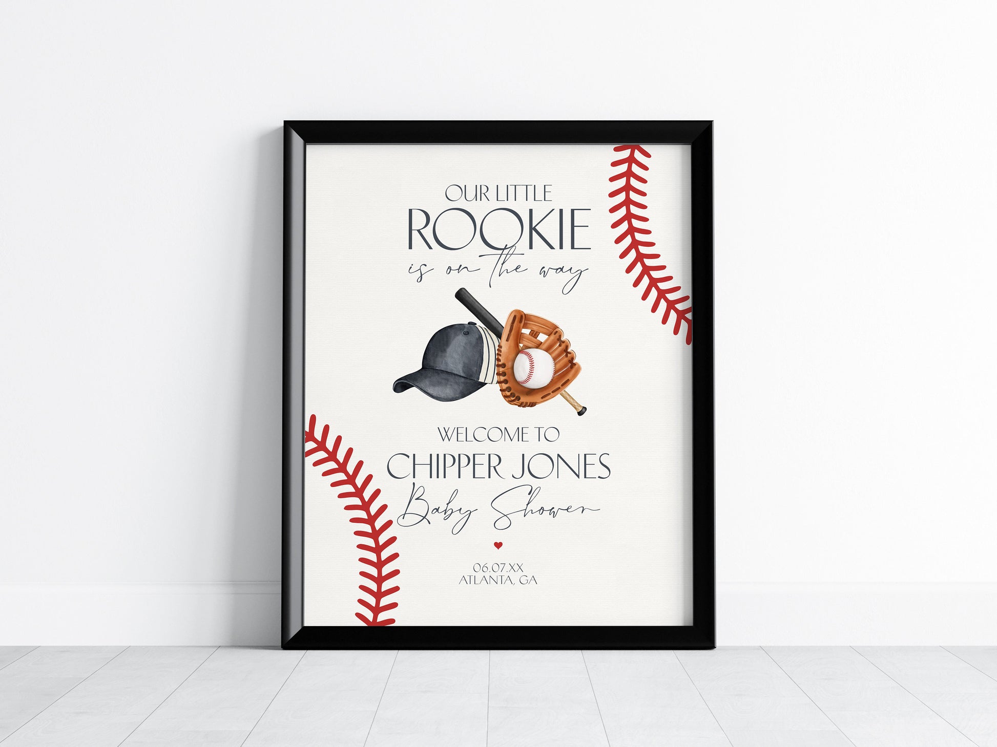 Baseball Baby Shower Welcome Sign Printable Template, Little Rookie Theme Shower for Boy, Little Slugger Sprinkle Grand Slam Co-Ed Shower